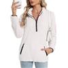 Koerye Felpe Senza Cappuccio da Donna Manica Lunga Felpe con Zip Sweatshirt | Felpa con Colletto Oversize Casual Calda Maglietta Autunno Inverno con Mezza Zip con Tasche Hoodie