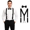DonDon Set di bretelle eleganti e papillon per uomo, forma a Y, larghezza 3,5 cm, fatto a mano - Accessorio elegante per matrimonio, festa, smoking