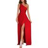 BOTCAM Maxi abito da donna, elegante, per feste, abito da sera, lungo, nero, per feste, per ragazze, a fascia, con spacco laterale, per feste, Capodanno, abito da cocktail