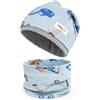 beifon Cappello e Sciarpa per Bambini Invernale Sciarpa Berretto in Maglia Cotone Morbido Elasticizzato a Doppio Beanie Cappello Scaldacollo per Primavera, Autunno e Inverno 2-8 Anni