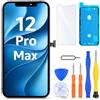 LL TRADER Schermo per iPhone 12 Pro Max LCD 6,7'' e Kit di Riparazione A | Display FHD con 3D Touch e Digitalizzatore, Dotato di Nastro Adesivo Impermeabile e Pellicola Protettiva