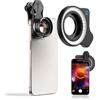 APEXEL HB100FL26-HD-Obiettivo macro per cellulare, F1.8, con 45 modalità di | Obiettivo per Cellulare 10X, Compatibile con iPhone 17/16/15, Samsung, Google Pixel e altri Smartphone