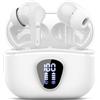 BESNOOW Cuffie Bluetooth, Auricolari Bluetooth 5.4 con Stereo HiFi, Cuffie Wireless in Ear 4 Mic ENC Cancellazione Rumore, 40 Ore, LED Display, USB-C, IP7 Impermeabili Cuffiette Sport per iOS Android, Bianco