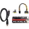 ELFJMZP Scheda riser PCIe da 1X a 16X per mining Bitcoin, 3 opzioni di alimentazione (6 pin, Molex, SATA), cavo USB 3.0 schermato da 60 cm, compatibile con impianti di estrazione mineraria e slot PCIe
