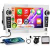 Hodozzy 【4+128G】Hodozzy Autoradio Carplay per Opel Astra Antara Vectra Corsa Zafira Meriva Vivaro Combo con USB Type-C, 7 Pollici Schermo In-Cell Stereo Auto BT 5.0 con Android Auto/EQ/GPS/Wifi/RDS/SWC,Silber