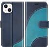 BoxTii Cover per iPhone 14, Custodia in PU Pelle Portafoglio, Magnetica Cover a Libro con Slot per Schede per iPhone 14, Blu