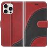BoxTii Cover per iPhone 15 PRO, Custodia in PU Pelle Portafoglio, Magnetica Cover a Libro con Slot per Schede per iPhone 15 PRO, Rosso