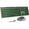 seenda COE64-3 Pro Tastiera e Mouse Bluetooth Retroilluminato Combo Nero | Set tastiera e mouse ergonomici ricaricabili wireless con retroilluminazione a 7 colori per Windows/Mac/iPad/Tablet