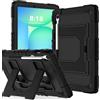Lunivop Custodia per tablet Samsung Galaxy Tab S10 Lite/S10 FE/S9 FE da 10,9 pollici/Tab S9 da 11 pollici con supporto/tracolla militare - Custodia protettiva resistente di grado nero