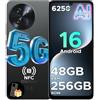 DOOGEESmart Note 59 Pro Smartphone 5G, Android 16, 256GB ROM+48GB RAM Telefono Cellulare, 6250mAh Batteria, 6.75 HD+120Hz Schermo, 16MP+8MP, Cellulari Face Unlock/Fingerprint/NFC, Nero