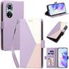 Generico DayQiQiPu Custodia per Honor 50 Pro (6,72 Pollici) Cover in Pelle PU con Colori Dopamina Custodia a Portafoglio Ribaltabile Antiurto Caso con Cinturino da Polso, Viola