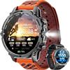 Haulvean GPS Smartwatch Uomo Militare, 1100 mAh, 1.7 HD Orologio, 2 Cinturini | Torcia LED, 100+ Modalità Sportive, Frequenza Cardiaca/Sonno/SpO2, Impermeabile IP68, Chiamate Bluetooth per iOS Android