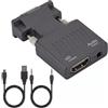Cazfion Adattatore VGA a HDMI Attivo 1080P per PC, Laptop, TV e Monitor | Trasmissione Audio Video Sincronizzata, Installazione Senza Driver, Connettori Placcati Oro, Compatibile con Proiettore