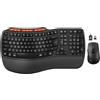 SABLUTE Tastiera e mouse senza fili, tasti Wave, poggiapolsi imbottito | Multiangolo di inclinazione, tastiera wireless ergonomica a grandezza naturale, 3 DPI, USB-A/USB-C per Windows/Mac/Desktop