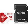 ORICO TF30 Scheda Micro SD 32GB con Adattatore, 100MB/s 4K UHD | A1 C10 V30 U3 UHS-I Scheda TF microSDHC per Smartphone, Dashcam e Telecamere Sorveglianza