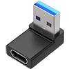 Mepsies Adattatore USB C a USB 3.0 Angolo Retto 90Gradi, USB Tipo C Femmina a USB-A | Compatibile con iPhone 17/16/15/14/13, Samsung Galaxy S25 S24 S23 A56 A16, MacBook, in Auto e Altro