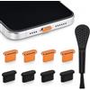 QWORK® Tappi Antipolvere USB C per iPhone 17/17 Pro - 8 Pezzi Arancio e Nero