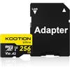 KOOTION Scheda Micro SD da 256 GB con adattatore fino a 160 MB/s A2 V30 U3 | Scheda di memoria 4K UHD Full HD microSDXC compatibile con Action Camera, Drone, Switch, Dashcam, Smartphone, Tablet