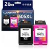 LUCROKINK Cartucce per stampante 305XL compatibili con 305 XL 305, confezione da 2 (1 | Compatibile con stampanti HP DeskJet 2820e, 4220e, 2720e, 2720, 4100, Envy 6020e, 6010, 6420e, 6020, 6032e, 6032, 6400e, 6400