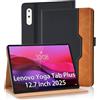Vkooer - Custodia per tablet LENOVO Yoga Tab Plus, 12,7 pollici 2025, con supporto per penna e scomparti per documenti, in pelle sintetica, colore: nero