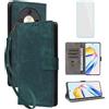 IUQXU Cover per Honor Magic6 Lite 5G/X50/X9B 5G Libro con Vetro Temperato VER | Blocco RFID,Antiurto,Supporto,Custodia in Pelle Portafoglio per Honor Magic6Lite X9 B 5G HonorX50