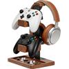 Acidea Supporto per controller e cuffie in legno massello, doppio supporto per controller da gioco, organizer per apparecchiature di gioco per Xbox, PS4, PS5, Gamepad, supporto per cuffie, regalo per