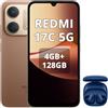 XIAOMI REDMI 17C 5G 4+128GB, marrone, con cuffie blu