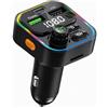 LAIVIYA Trasmettitore Fm Bluetooth 5.0 Auto,Presa Accendisigari 12V Ricarica Rapida | Adattatore Musicale Radio Wireless Chiamate in Vivavoce Accendisigari con 7 Luce,Supporto TF Card/Chiavetta USB