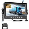 VECHTEL Telecamera Retromarcia Wireless 1080P, kit Monitor con Schermo IPS da 7 Pollici per Camion, Autobus, Furgoni, Camper, Pickup, Impermeabile IP68, Visione Notturna, Linee Guida DIY