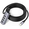Werkybay Hub USB 2.0 a 4 Porte, 480Mbps Splitter USB(4*Tipo-A) con Cavo Lungo da 5m | con Cavo Estremamente Lungo da 5m, Sdoppiatore Multi USB per Laptop, Tastiera, Mouse,HDD, Chiavetta, Stampante, Console