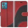 BoxTii Cover per Motorola Edge 40 Neo, Custodia in PU Pelle Portafoglio, Magnetica Cover a Libro con Slot per Schede per Motorola Edge 40 Neo, Rosso