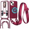 GoodcAcy Cover Magnetica Silicone per iPhone 15 Plus con Cordino,Rosso | custodia Compatibile con MagSafe,Custodia con Laccio Collana Tracolla Collo Sottile TPU Antiurto Protettiva Case con Corda