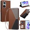 Generico DayQiQiPu Custodia per Honor 50 Pro (6,72 Pollici) Cover in Pelle PU con Colori Dopamina Custodia a Portafoglio Ribaltabile Antiurto Caso con Cinturino da Polso, Marrone