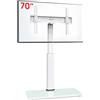 AOKCOS Supporto TV da Pavimento inclinabile per 32-55 65 70 Pollici, Girevole & Altezza Regolazione Mobile Porta TV da Terra, Bianco Max VESA 400x400mm 40kg