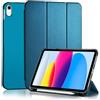 4UBonLife Cover Per iPad (A16) 11a Generazione 11 Pollici 2025, iPad 10a Generazione10,9 2022 con Portapenna, Custodia Protettiva Sottile con Retro Rigido Traslucido Guscio Case, Blu Pavone