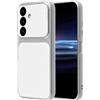 HULLIN Custodia in TPU per Samsung Galaxy S26 Ultra (6,9 pollici), custodia protettiva in pelle color argento o bianco - Retro in pelle bianca.