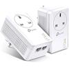 TP-Link TL-PA7027P KIT AV1000 2-Port Gigabit Passthrough Powerline Starter Kit, Data Transfer Speed Up to 1000 Mbps, Ideal for HD/3D/4K Video Streaming and Online Gaming, No Configuration Required