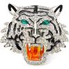 YOOESTORES82 Spilla a forma di testa di tigre con strass, da uomo, stile punk, con leone, spilla da uomo, per vestito, cappotto, gioiello