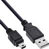 InLine Cavo mini USB 2.0, da USB-A a miniUSB-B, nero, 0,5 m | Fino a 480 Mb/s, connettore trapezoidale a 5 poli, contatti dorati, morsetti placcati in nichel
