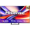 Hisense TV 65 QLED 4K 2025 65A72Q, Smart TV VIDAA U8, Dolby Vision, HDR 10+, Game Mode Plus, Dolby Atmos 2.1 con Subwoofer, Alexa Built-in, VIDAA Voice, Tuner DVB-T2/S2 HEVC 10, lativù 4K, 65''