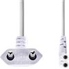 Nedis Cavo di alimentazione - Euro Maschio - IEC-320-C7 - Angolato - Angolo sinistro - Nichelato - 2.00 m - Piatto - PVC - Bianco - Etichetta