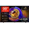 TCL C7L TV 98C7L SQD‑Mini LED da 98'', 4K HDR, 3000 nit, 2.176 zone di dimming, Google TV, 144Hz, Dolby Vision & Atmos, Audio Bang & Olufsen