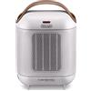 De'Longhi HFX30C18.IW Termoventilatore Capsule da tavolo, Tecnologia ceramica, 2 potenze, ventilazione estiva, maniglia e piedino di supporto, luce, protezione antigelo, leggero, Bianco Perlato