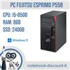 Fujitsu PC Desktop Fujitsu Esprimo P558 Cpu i5-8500 Ram 8Gb DDR4 SSD 240GB W11 Pro