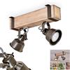 hofstein Plafoniera HOFSTEIN Pehefito, lampada da soffitto moderna in metallo/legno in verde-grigio/naturale, lampada da soffitto in design industriale con paralumi regolabili, 2 luci, 2 x GU10 senza lampadine