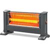 ICQN Riscaldatore a raggi infrarossi, per ambienti fino a 10 m², 900 W, IP20, riscaldamento elettrico, cavo da 135 centimetri, riscaldatore per ufficio o casa, riscaldamento a infrarossi (argento)
