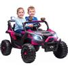 AIYAPLAY Macchina Elettrica per Bambini UTV Fuoristrada 2 Posti 24V, Rosa