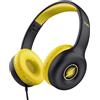 Trust Nouna Cuffie con Filo per Bambini 4-10 Anni, Jack 3.5mm, Nero | Limitazione del Volume (85dB), Cuffie On Ear Pieghevoli con Microfono Integrato e Adesivi, Jack 3.5mm, Auricolari per Musica