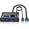 GRAUGEAR | Multi piastra frontale | 2xUSB-C e 2xUSB-A HUB | lettore di schede SD/Micro SD | Typ-C USB 3.2 Gen2 2x2 20/Gbps | 6 interfacce frontali per 3,5 pollici |19-pin e A-Key 20-pin | G-MP01CR