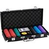SPORTNOW Set 300 Fiches da Poker Texas Hold'em con valori, tappetino, valigetta, nero | Aosom Italy